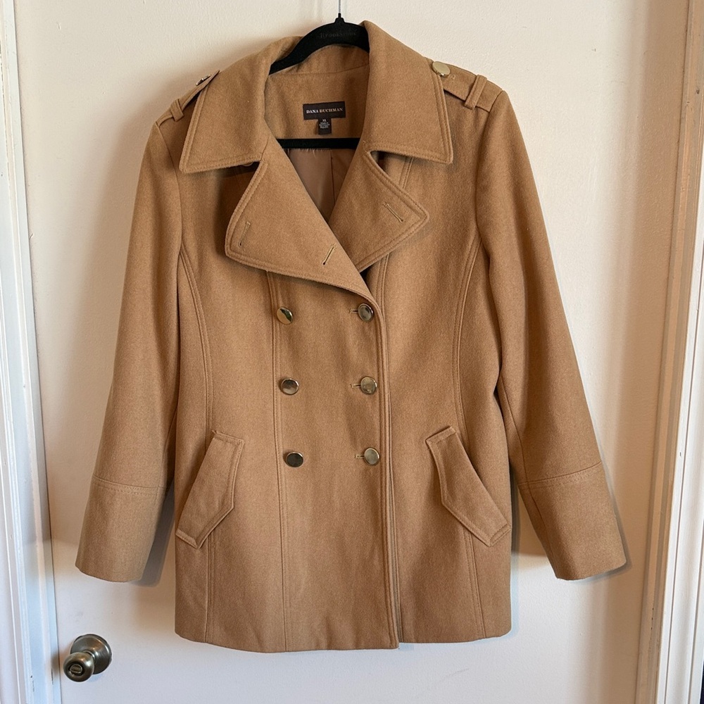 Dana Buchman Camel Double-Breasted Peacoat size XL